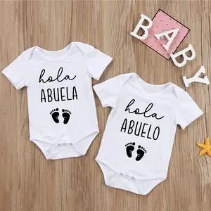 Hola Abuela Abuelo Tio Tia Spanish Baby Newborn Bodysuits Rompers Announcement Pregnancy Revea Colothes Grandma Grandpa Gifts