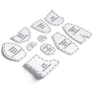 DIY Bear Template, 10 PCS Memory Bear Template Ruler Set, Reusable Cute Memory Bear Sewing Pattern for DIY Sewing Lover, Sewing Art Craft DIY Gifts (L 15inch)