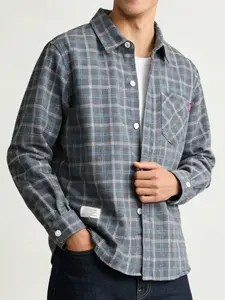 Casual Vintage Classic Stylish Checkered Plaid Checked Long Sleeve Menswear Shirt, Loose Fit Button-Up, Collared Spring & Fall Versatile Top, Aesthetic, Durable Wear