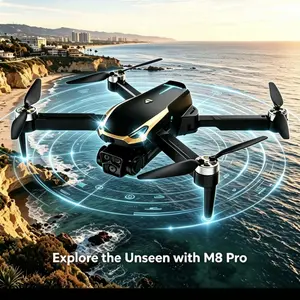 Long Flight M8 pro 2026 GPS Drone with 2 Batteries, 4K UHD EIS Camera, 5G WiFi FPV, Brushless Motors, Optical Flow Hover, Obstacle Avoidance, Auto Return, 360° Stunt Roll Capability