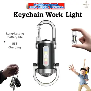 Multifunctional Rechargeable Keychain Light | 6 Lighting Modes, Portable COB Flashlight for Outdoor & Daily Use Great Gift for Him for Outdoor Activities