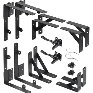 2 Sets Heavy Duty Anti Sag Gate Kit, Gate Corner Brace Bracket for Wooden Fence Gate with Self-Locking Gate Latch