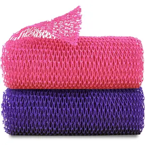 Net Sponge, Authentic    for Bath and Shower, Multiple Textures with Gentle Deep  and Rich Lather for   (Pack of 2 (+Purple))