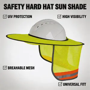 Hard Hat Sunshield - Full Brim Mesh Neck Sunshade with High Visibility Reflective Strips for Outdoor Safety, Skiing and Balaclava Face Protection
