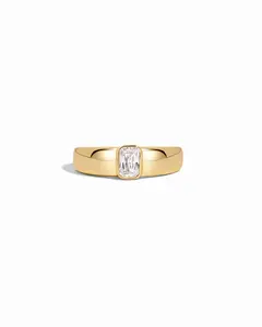 Sami Jewels Baguette Dome Ring, Gold Stackable Ring, Chunky Ring, 925 Sterling Silver, 14k Gold Plated Dome Ring For Women, New Style Ring Jewelry, Fashion Ring