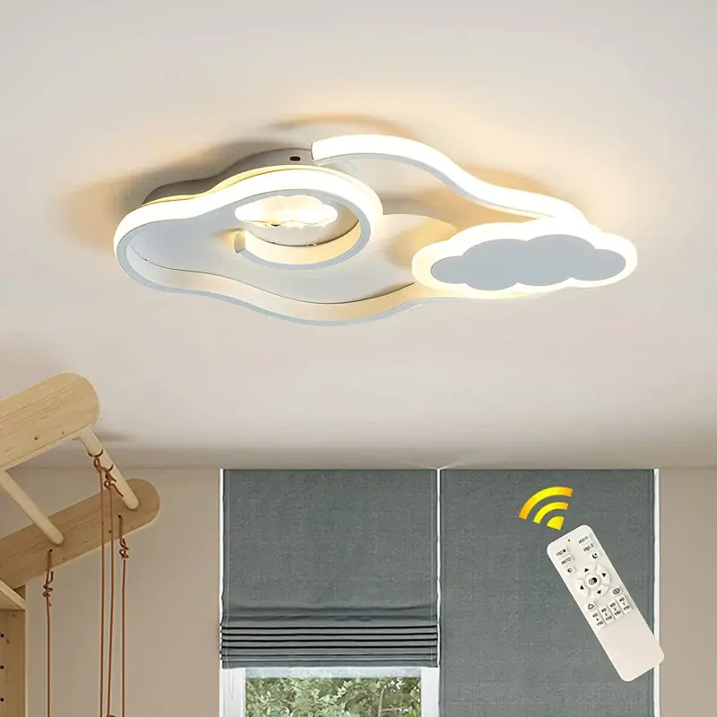 Garwarm Modern 42W White High Quality LED Flush Mount Ceiling Light - Dimmable Acrylic Cloud Lamp with Remote, Creative Cartoon LED Chandelier for Kids' Bedroom, Living Room, High Quality Led Light