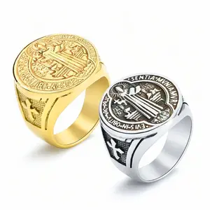 Men's Vintage Gold Nugget Ring, Fashion Exorcism Tag Design, Trendy Stylish Wedding Ring, Perfect Jewelry Gift for Birthday, Anniversary, Father’s Day