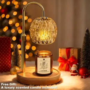 【Valentine's Day gifts】Flower Candle Warmer Lamp, with 2 Bulbs, Height Adjustable with Timer, Unique Glass Lily of the Valley Lamp for Home & Bedroom Decor, Perfect Valentine's Day Gift & Home Decor, Nightlight For Bedroom