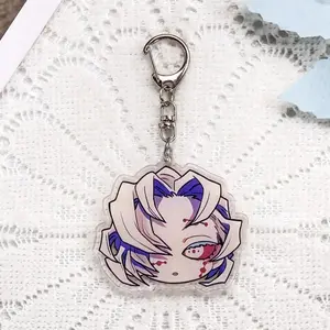 1/7PCS Anime Characters Demon Slayer Acrylic Car Keychain Accessories Kawaii Keyrings Friends Gifts Bag Charms Backpack Pendant