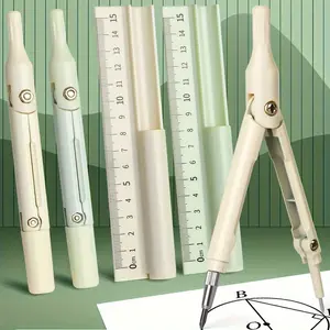 Multifunctional Compass and Ruler Set - Sleek Solid Color, Ideal for School, Office, and Art Projects