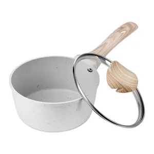 【Summervibes】VEVOR 1.5 QT Saucepan, Nonstick Saucepan with Tempered Glass Lid, Multipurpose Cooking Sauce Pot with Detachable Handle, Sauce Pan Small Kitchen Cooking Pot with Coating, Induction Compatible, White