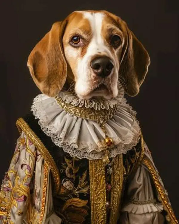 Pet Portraits Custom Dog Cat Pet in Funny Royal Renaissance Style King Queen General Admiral Gentelmen, Personalized Poster Canvas from Photo Wall art print for Gift and scratcher Home Decor 144