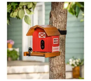 Evergreen LED Barn House Smart Bird Feeder withCamera