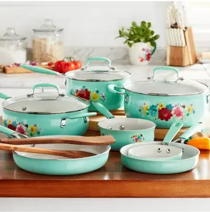 Classic Ceramic Breezy Blossom Cookware Set - 12 Piece Set with Classic Design and Elegant Style