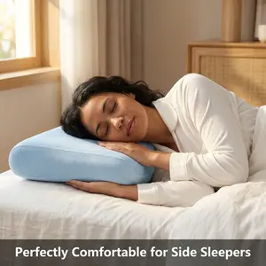 Deep Sleep Pillow Pro AdaptFit Body-Contouring Memory Foam for Side & Back Sleepers Slow Rebound Breathable Blue Washable Cover Mother's Day Gift summervibes