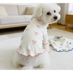 Pet dog/cat clothing, full-body print, comes with a bow tie, breathable and comfortable, knitted sweater, suitable for poodles, chihuahuas, and teddy dogs, ideal for spring and autumn wear clothes dog accessories dog products cool cat stuff pet stuff