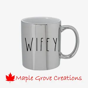 Wifey Rae Dunn Inspired Font Metallic Silver or Gold Coffee Mug - 11 oz ceramic coffee mug