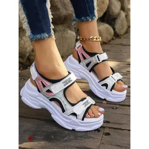 Women's Fashionable Velcro Platform Sandals, Casual Comfortable Platform Sandals for Summer, Female All-match Shoes for Daily Wear, Girl(Sheet)