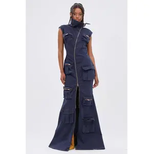 DONT MESS WITH ME COLLARED DENIM MAXI DRESS