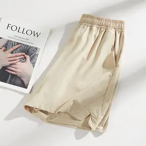 Women’s solid-color athletic shorts are available in various colors; quick-drying, breathable, and comfortable. Made from nylon fabric combined with ice silk material, they help keep you dry quickly. Suitable for women, ideal for indoor activities and out