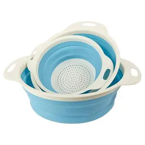 Joy Mangano Joy Eat Cleaner 3-piece Collapsible Antimicrobial Colander Set Joy Mangano Joy Eat Cleaner 3-piece Collapsible Antimicrobial Colander Set