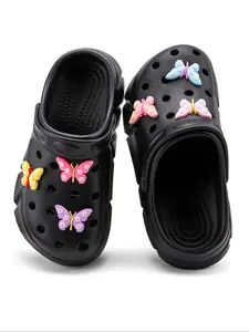 Girl's Cute Butterfly Decorated Hollow Out Design Clogs, Casual Comfortable Breathable Non-slip Clogs, Fashionable Shoes for Indoor & Outdoor Wear, Breathable Sandals