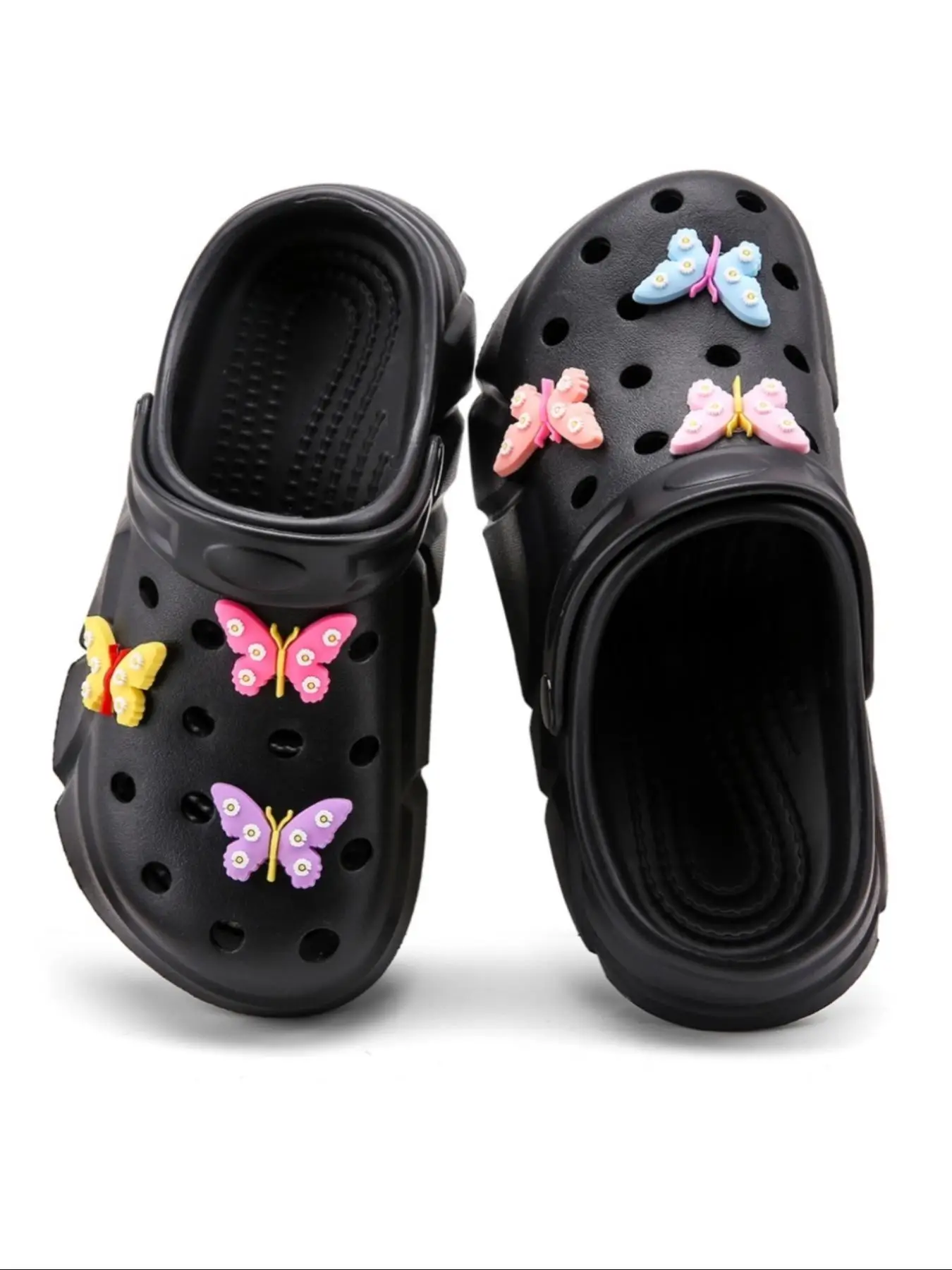 Girl's Cute Butterfly Decorated Hollow Out Design Clogs, Casual Comfortable Breathable Non-slip Clogs, Fashionable Shoes for Indoor & Outdoor Wear