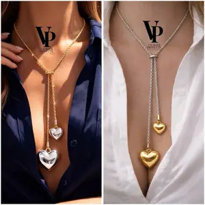 Valmaur Products Love Drop Adjustable Set- Necklace and Earrings Luxury Jewelry for Women’s