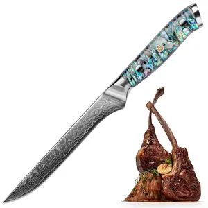 6-inch bone knife , professional VG-10 ultra steel Japanese knife, ultra sharp fish knife, professional steak and meat cutting knife, ergonomic shell handle, gift box Blade