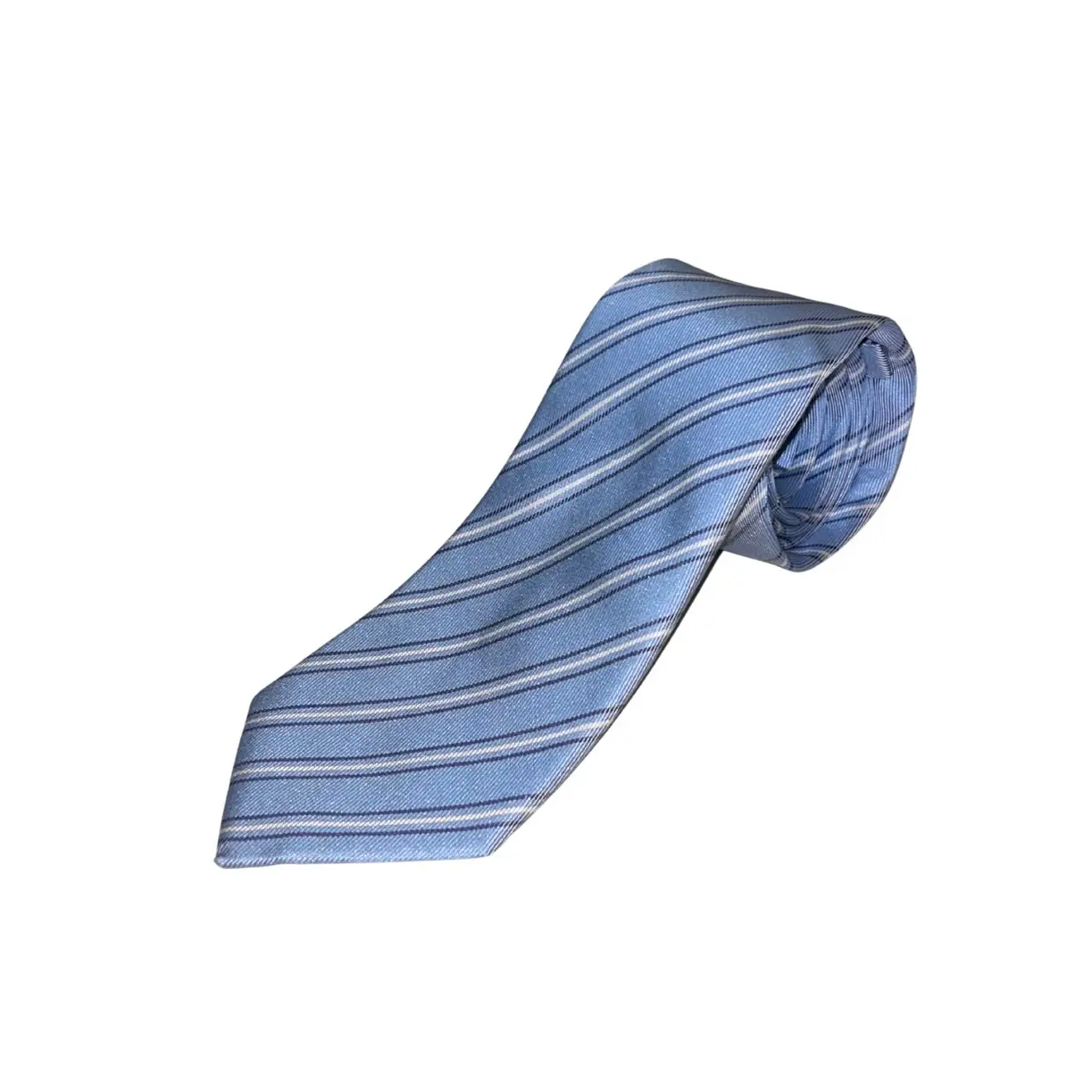 M.F Editorial 100% Silk Blue and White Striped Tie 3inch x 59inch Classic Menswear Accessory