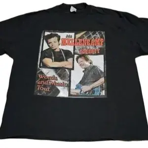 Vintage John Mellencamp & John Fogerty Words & Music Tour T Shirt, Graphic tees, Short sleeve, T Shirt for Men, cotton, Top, Menswear