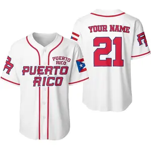 Personalized Puerto Rico Baseball Jersey - 3D Flag Design with Custom Name & Number