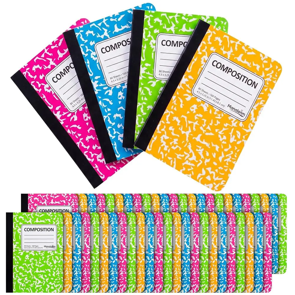 Mini Marble Composition Notebooks 48 Pack 4.5x3.25 Inch Small Pocket Notebooks for Kids Students Nurses Teachers Office 80 Sheets Bright Colors