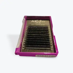 AK Cashmere YY Lash Trays - Eyelash Extension Trays for Eyelashes - Model YY0.05 D 15mm - Pink Box with Black Lashes