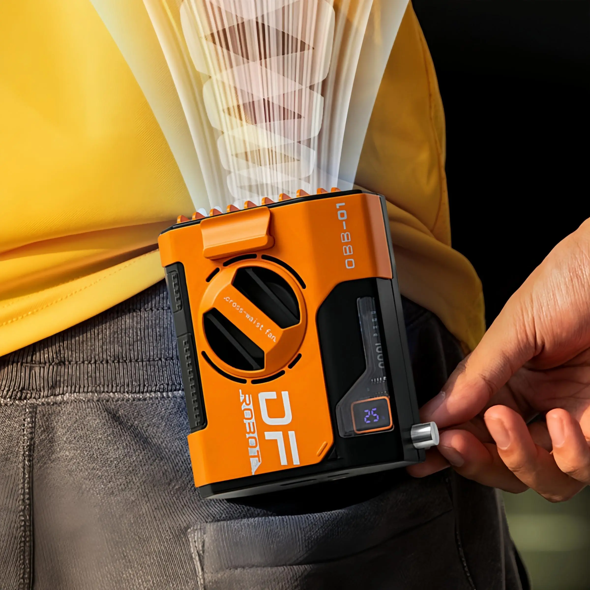 Portable Power Bank Waist Fan, 10000mAh Battery Powered Fan with LED Light, USB Rechargeable Fan for Outdoor Worksite Agriculture Fishing, Wearable Be