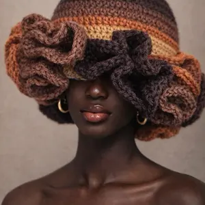 Ruffle Hat - Stylish Crochet Design with Colorful Stripes and Large Ruffles for a Bold Look
