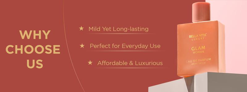 BellaVita Luxury's GLAM Woman x 2 | Eau De Parfum | Jasmine, White Honey, Rose, Virginia, Cedar | Floral - Premium & Long Lasting - 100 ML