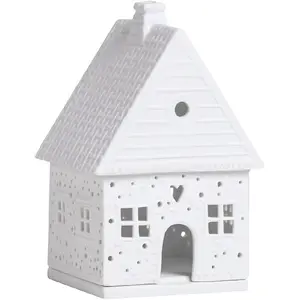 Light House Gingerbread Small Porcelain Unglazed White Dimensions: 14 x 9 x 8.5 cm