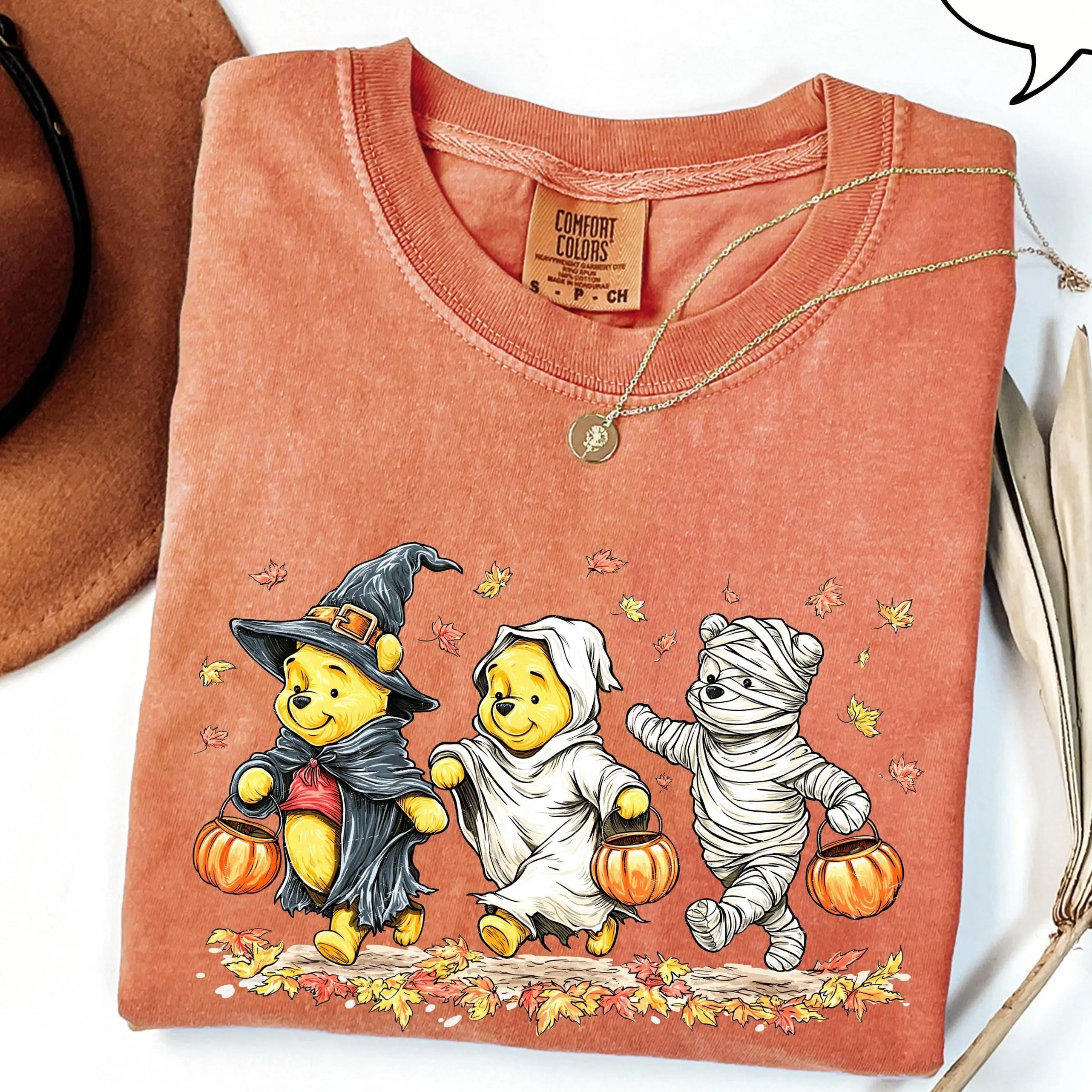 Comfort Colors Pooh Bear Halloween T-Shirt, Ghost Pooh T-Shirt, Halloween T-Shirt, Retro Pooh Ghost Shirt, The Pooh Shirt