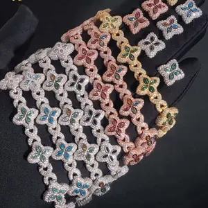 Illusion Jewelry for Women and Men - Elegant Flower Design with Multicolor Stones and Rhinestones - Perfect for Any Occasion