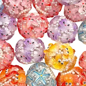5pcs I'm A True Oceanholic Fancy Beads Random Mix Jewelry & Craft Projects Colorful Sea Animals Design