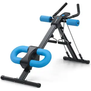 Foldable Adjustable Core Trainer Machine - Compact Portable Design for Home Gym Use - No Warranty - Blue Handles & Black Frame