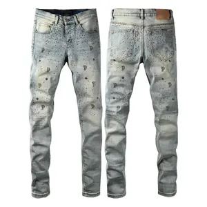 Jeans brand Jeans Men's Jeans Casual Comfort Holes Fashionable Straight Skinny Slim Fit Jeans, Ripped Stretch Jeans Denim Pants