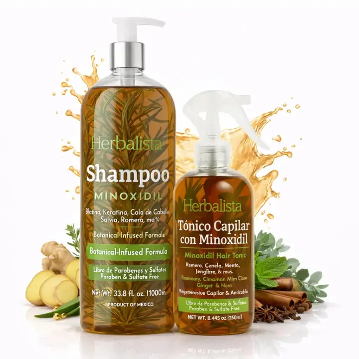 Herbal Minoxidil Hair Care Bundle – Shampoo 33 fl oz (1 LT) & Hair Tonic 250ml
