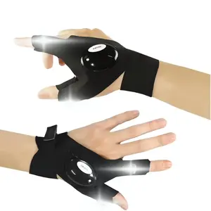 LED Flashlight Gloves, Hands-Free Fingerless LED Lights for Fishing Camping Hiking Emergency Repair, 50 Lumens Battery Powered, Adjustable Velcro Straps, Comfortable Breathable Material, Perfect Outdoor Gift
