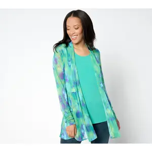 Susan Graver Petite Mesh Cardigan & Liquid Knit Tank Set