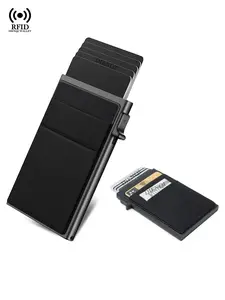 Business Matching Rfid Blocking Wallet, Simple Plain Multi Card Slots Wallet,Metal Slim Thin Aluminium Pop Up Bank Credit Card Holder Rfid Smart Wallets,Case Thin Minimalist Wallet,Rfid Theft Proof,Coin Purse for All Seasons,Gift,Casual, Portable