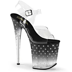 Women's 8-Inch Heel Stiletto Footwear, STARDUST-808T Ombre Black Platform High Heels