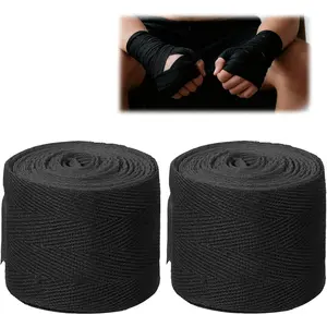 2 Pack Kids Boxing Hand Wraps, Elastic Mexican Wrist Compression Bandage, Hand & Wrist Protection for MMA Boxing Gloves Under Mitts, Black