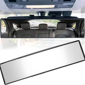 Panoramic Rear View Mirror 11.81 Inch Wide Angle – HD Convex Anti-Glare Clip-On Interior Mirror, Reduces Blind Spots, Clear Day & Night Vision, Universal Fit for Car SUV Truck Van, Easy Install Auto Interior Safety Accessory